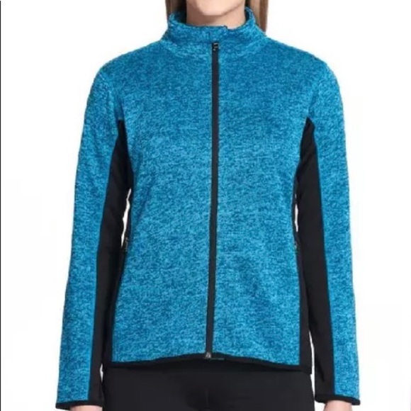 MNY Marc NY by ANDREW MARC Heathered Teal Zip‎ Up Sweatshirt Fleece Jacket sz L - Picture 1 of 11